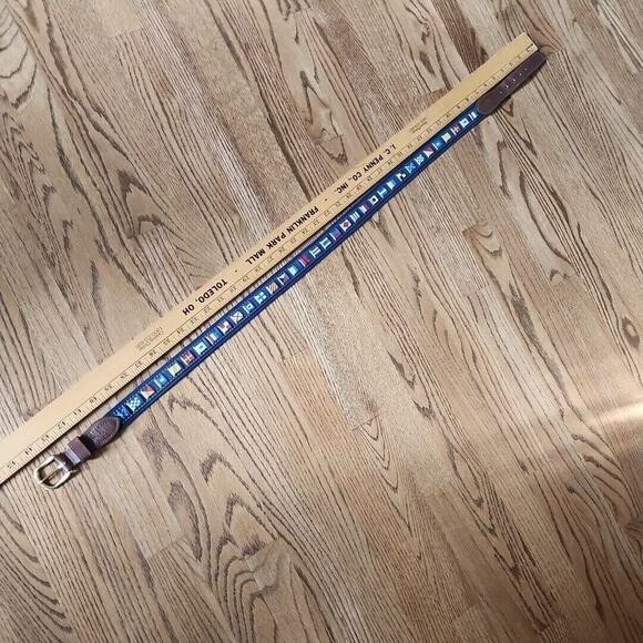 ZEP-PRO Vintage USA made NAUTICAL Sailing Flags Webbing Leather Belt Size 40 - Picture 10 of 12